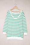 Striped Dropped Shoulder Longline Top Women's T-Shirts - Tophatter Daily Deals