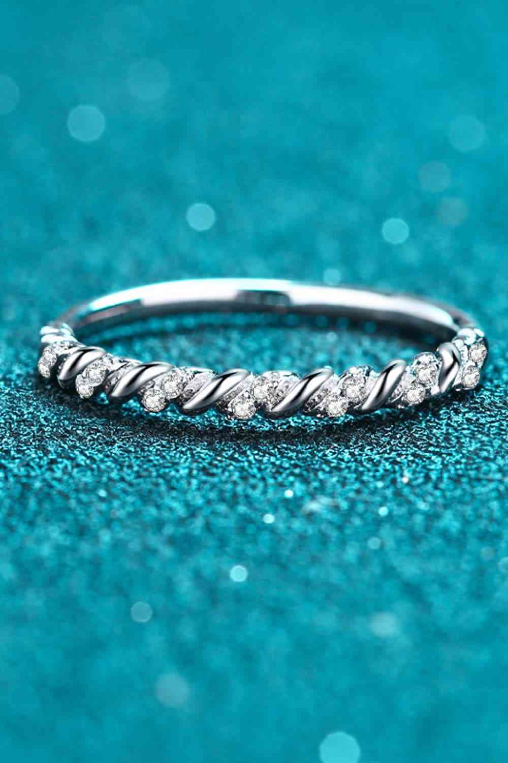 Moissanite Rhodium-Plated Half-Eternity Ring Moissanite - Tophatter Daily Deals