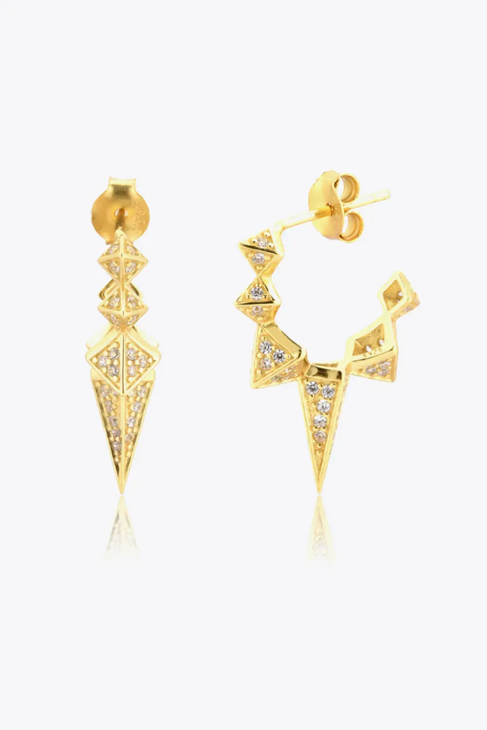 Geometric Zircon Decor 925 Sterling Silver Earrings Gold White One Size Earrings - Tophatter Daily Deals