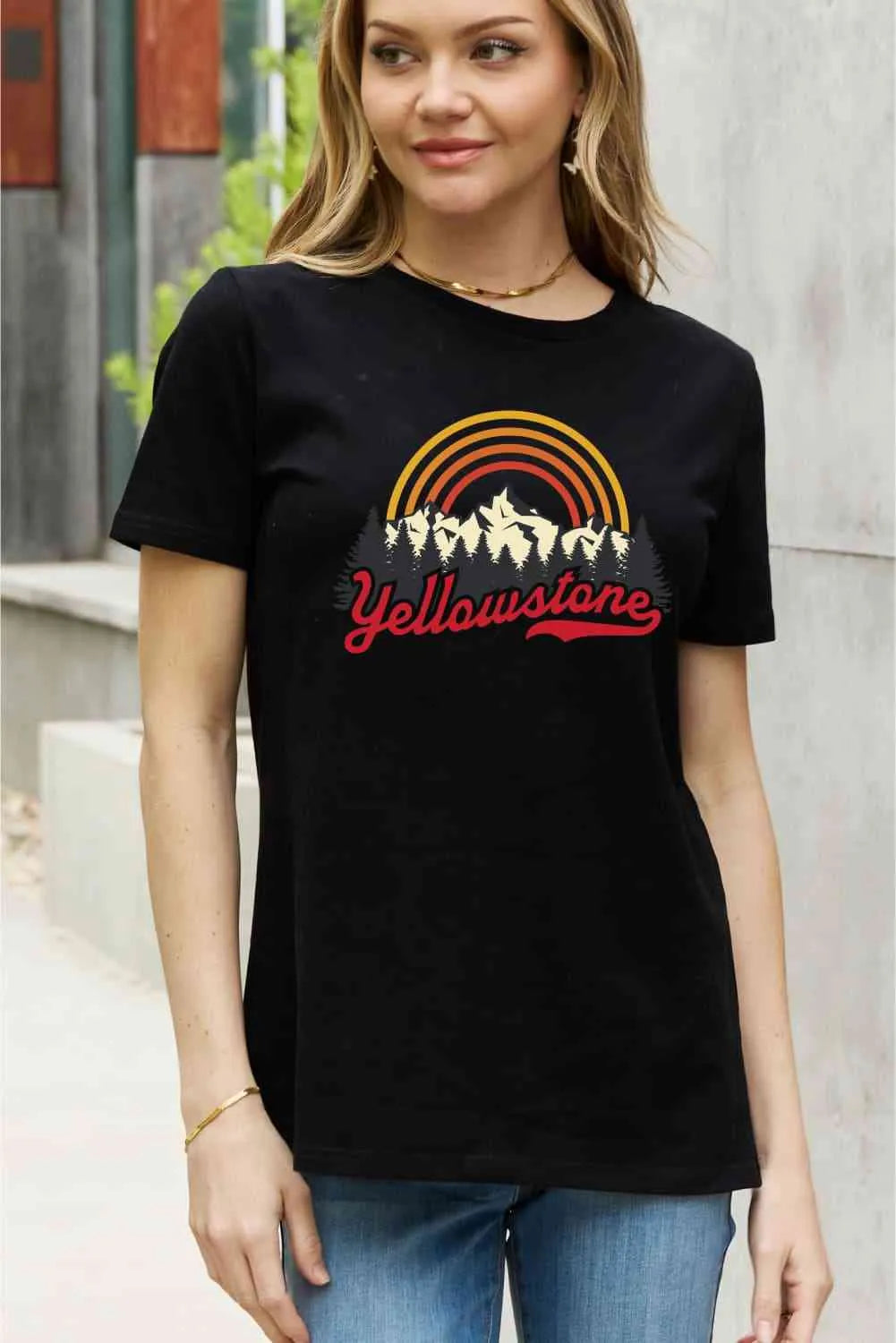 Simply Love Full Size YELLOWSTONE Graphic Cotton Tee Women's T-Shirts - Tophatter Daily Deals