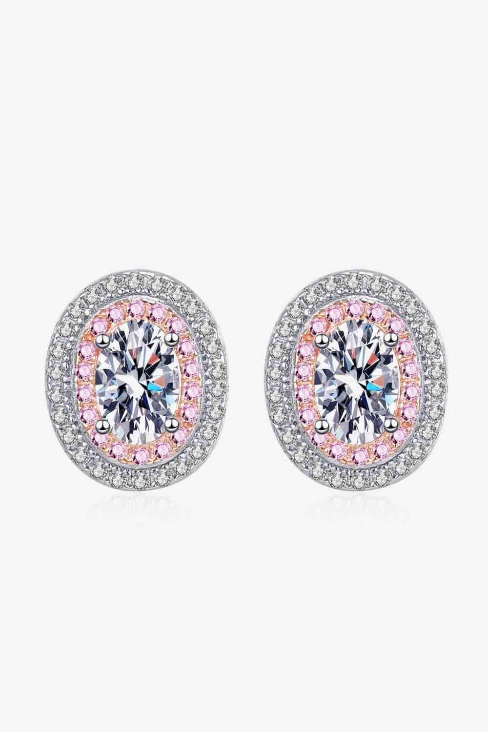 Platinum-Plated Moissanite Stud Earrings Pink White One Size Moissanite - Tophatter Daily Deals