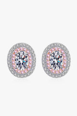 Platinum-Plated Moissanite Stud Earrings Pink White One Size Moissanite - Tophatter Daily Deals