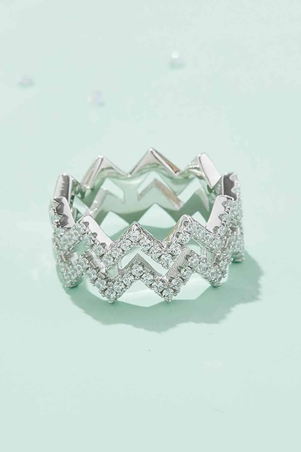 Adored Moissanite Zigzag Stacking Rings Moissanite - Tophatter Daily Deals