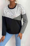 Leopard Color Block Pullover Women's T-Shirts - Tophatter Daily Deals