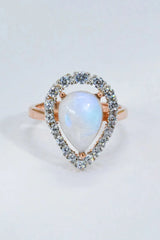 Moonstone Teardrop-Shaped 925 Sterling Silver Ring Moonstone - Tophatter Daily Deals