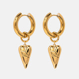 Stainless Steel Heart Dangle Earrings Gold One Size Earrings - Tophatter Daily Deals