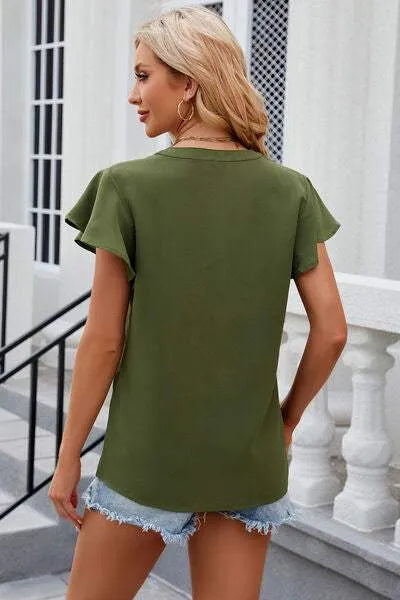 Notched Cap Sleeve T-Shirt Women's T-Shirts - Tophatter Daily Deals