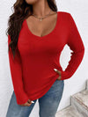 Plus Size V-Neck Long Sleeve T-Shirt Women's T-Shirts - Tophatter Daily Deals