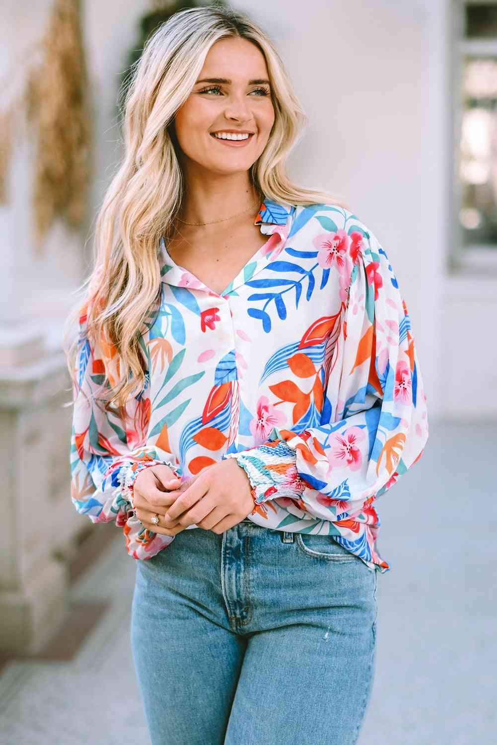 Collared Lantern Sleeve Blouse Blouses - Tophatter Daily Deals