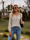 Round Neck Button-Down Long Sleeve Tee Women's T-Shirts - Tophatter Daily Deals