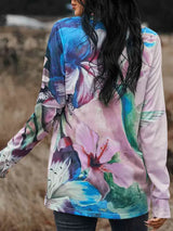 Hummingbird Floral Print Long Sleeve Tee Women's T-Shirts - Tophatter Daily Deals