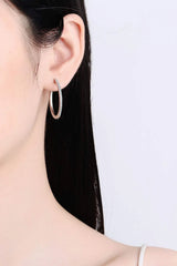 Rhodium-Plated Moissanite Hoop Earrings Silver One Size Moissanite - Tophatter Daily Deals