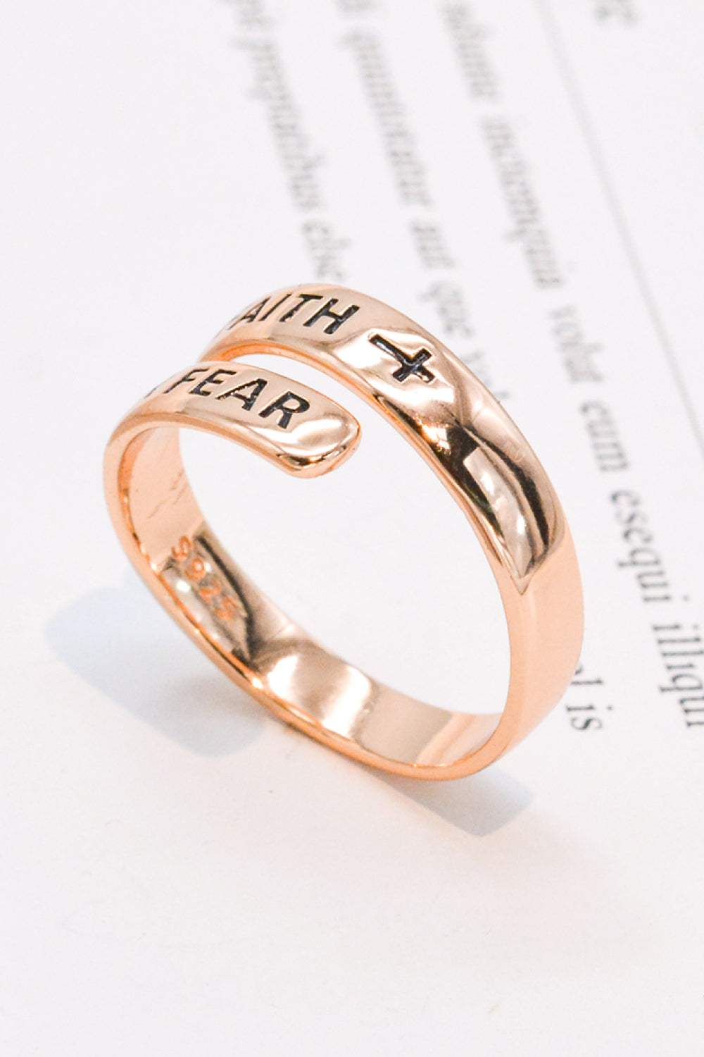 925 Sterling Silver FAITH OVER FEAR Bypass Ring Rings - Tophatter Daily Deals