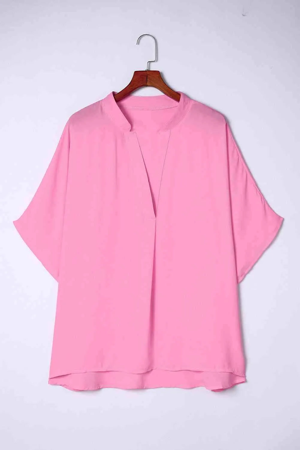Plus Size Notched Neck Half Sleeve Blouse Blouses - Tophatter Daily Deals