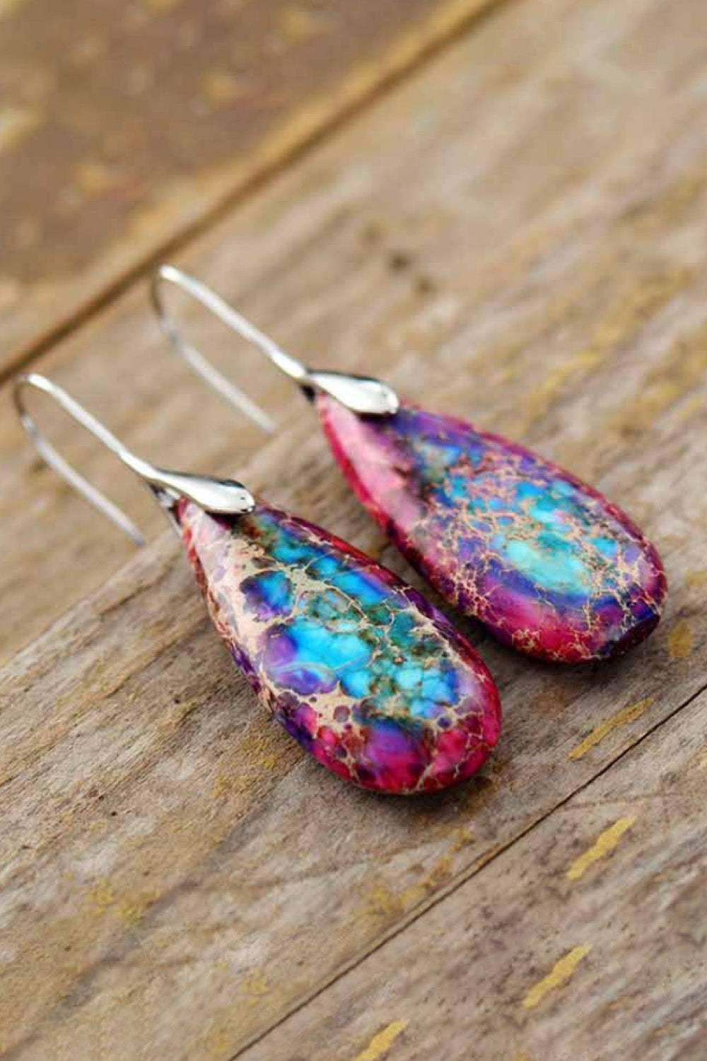 Handmade Teardrop Shape Natural Stone Dangle Earrings Earrings - Tophatter Daily Deals