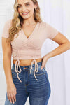 Capella Back To Simple Full Size Ribbed Front Scrunched Top in Blush Blouses - Tophatter Daily Deals