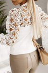 Hollowed Floral Lace Spliced Long Sleeve Blouse Blouses - Tophatter Daily Deals