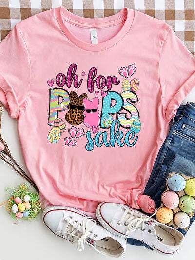 OH FOR PEEPS SAKE Round Neck T-Shirt Carnation Pink Women's T-Shirts - Tophatter Daily Deals