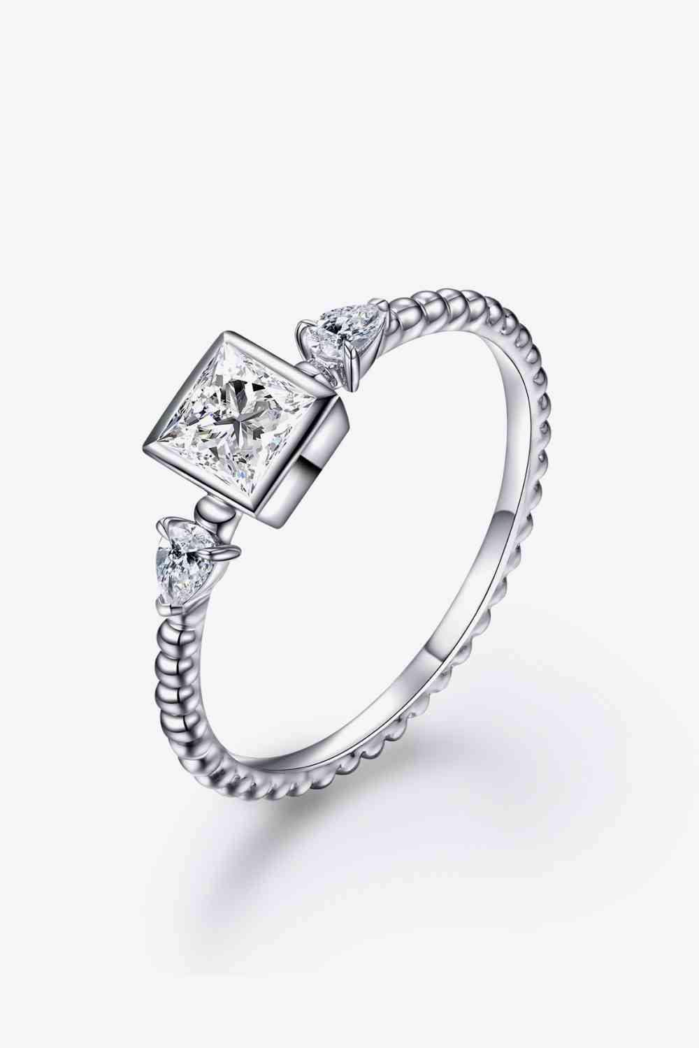 Moissanite Square Shape 925 Sterling Silver Ring Silver Moissanite - Tophatter Daily Deals