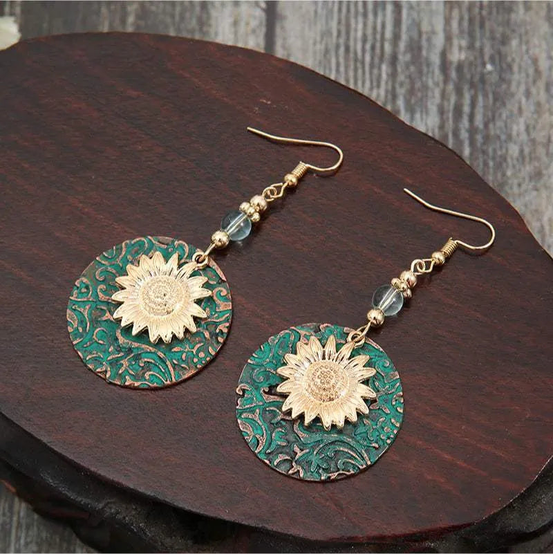 Sunflower Alloy Drop Earrings Earrings - Tophatter Daily Deals