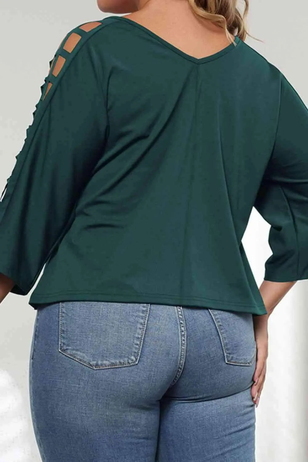 Plus Size Cutout Three-Quarter Sleeve Blouse Blouses - Tophatter Daily Deals