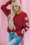 Heart Sequin Round Neck Long Sleeve T-Shirt Women's T-Shirts - Tophatter Daily Deals