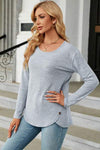 Round Neck Long Sleeve T-Shirt Women's T-Shirts - Tophatter Daily Deals