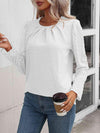 Ruched Round Neck Puff Sleeve Blouse Blouses - Tophatter Daily Deals